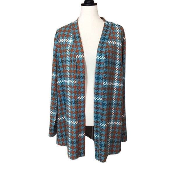 D & Co Multicolor Houndstooth Open Front Cardigan Sweater 2X Check Measurements - Picture 1 of 10